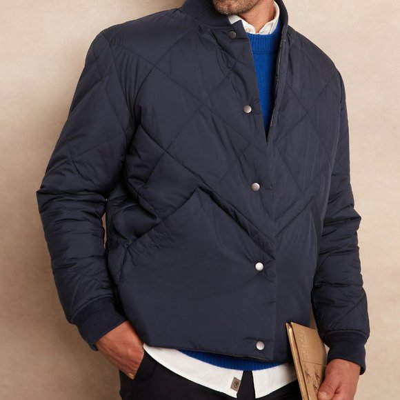 BANANA REPUBLIC WATER RESISTANT REVERSIBLE QUILTED BOMBER JACKET - Picture 1 of 13
